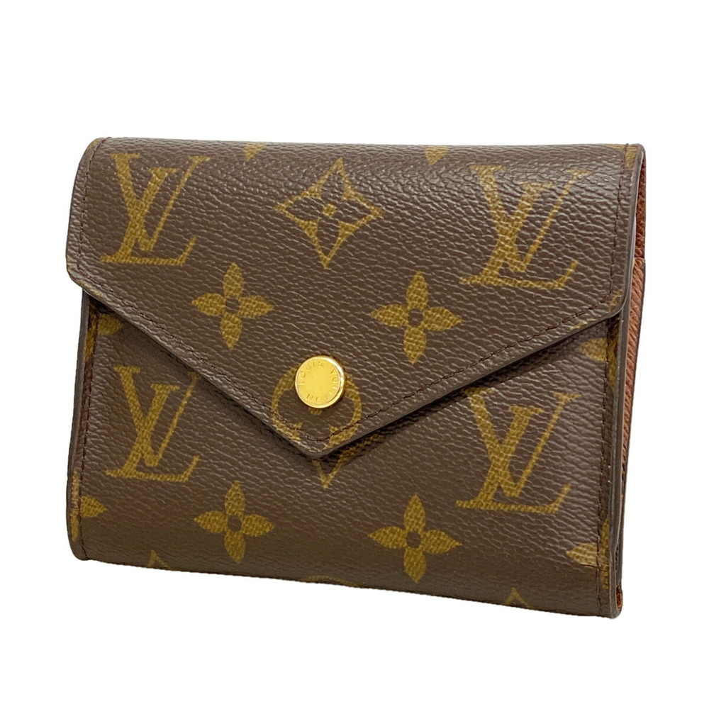 Louis Vuitton Tri-fold Wallet Monogram Portefeuille Victorine M62472 Brown Wo...